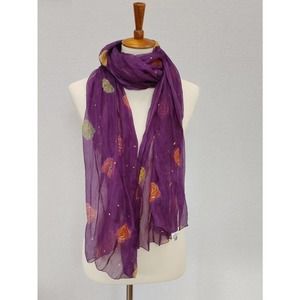 Indian Peripherals Scarf Wrap Purple, Hand Painted Design 7.5 x 54 Versa…